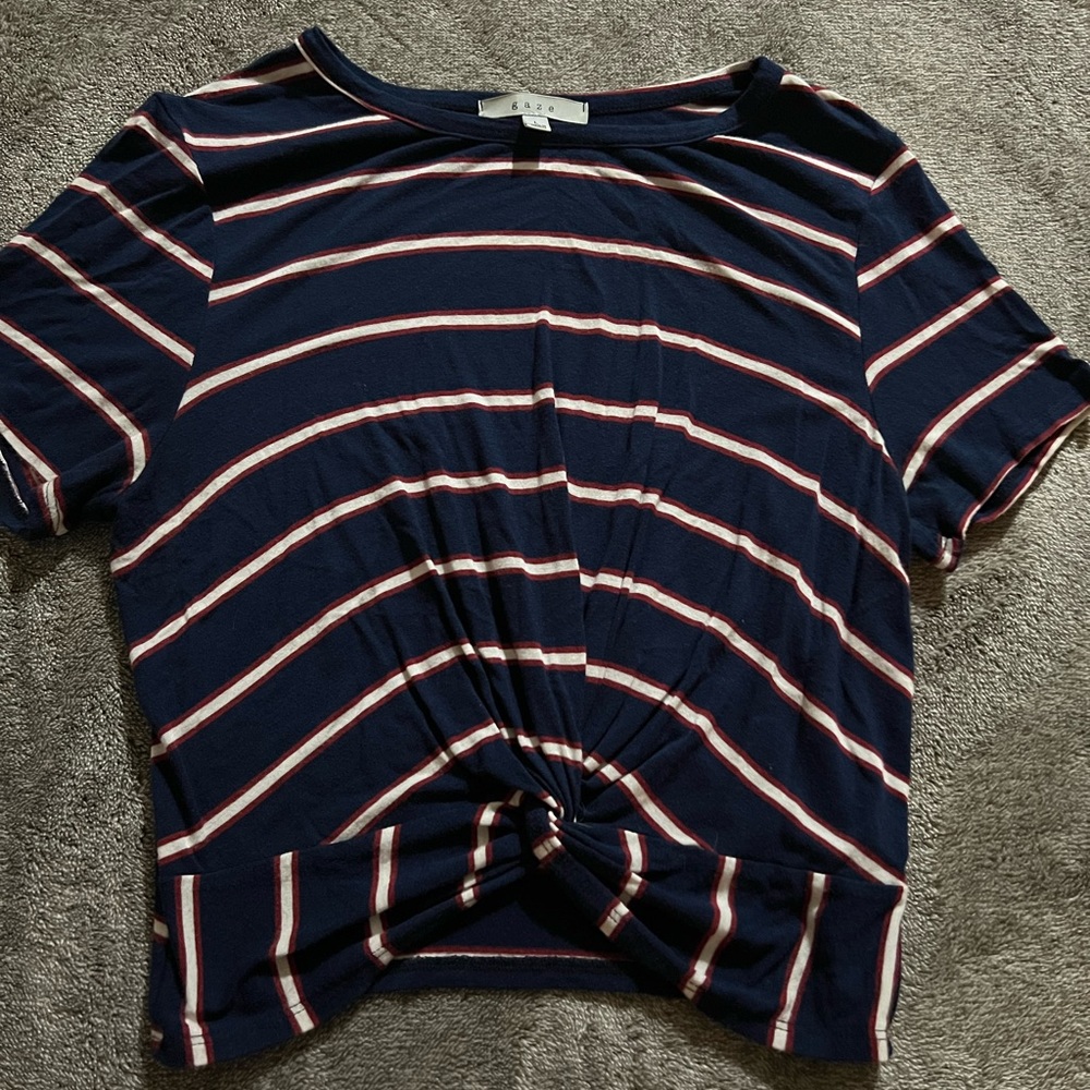 Navy blue and white striped tee